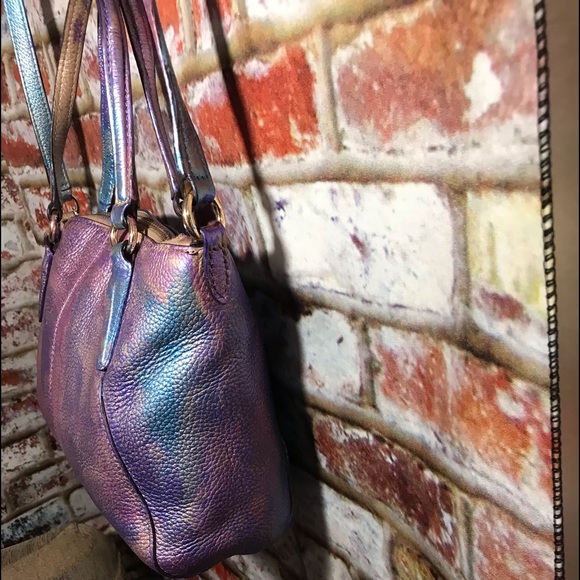 Authentic Coach Kelsey Rainbow Multi Color Leather Crossbody Bag/Satchel/ Purse - Picture 7 of 14